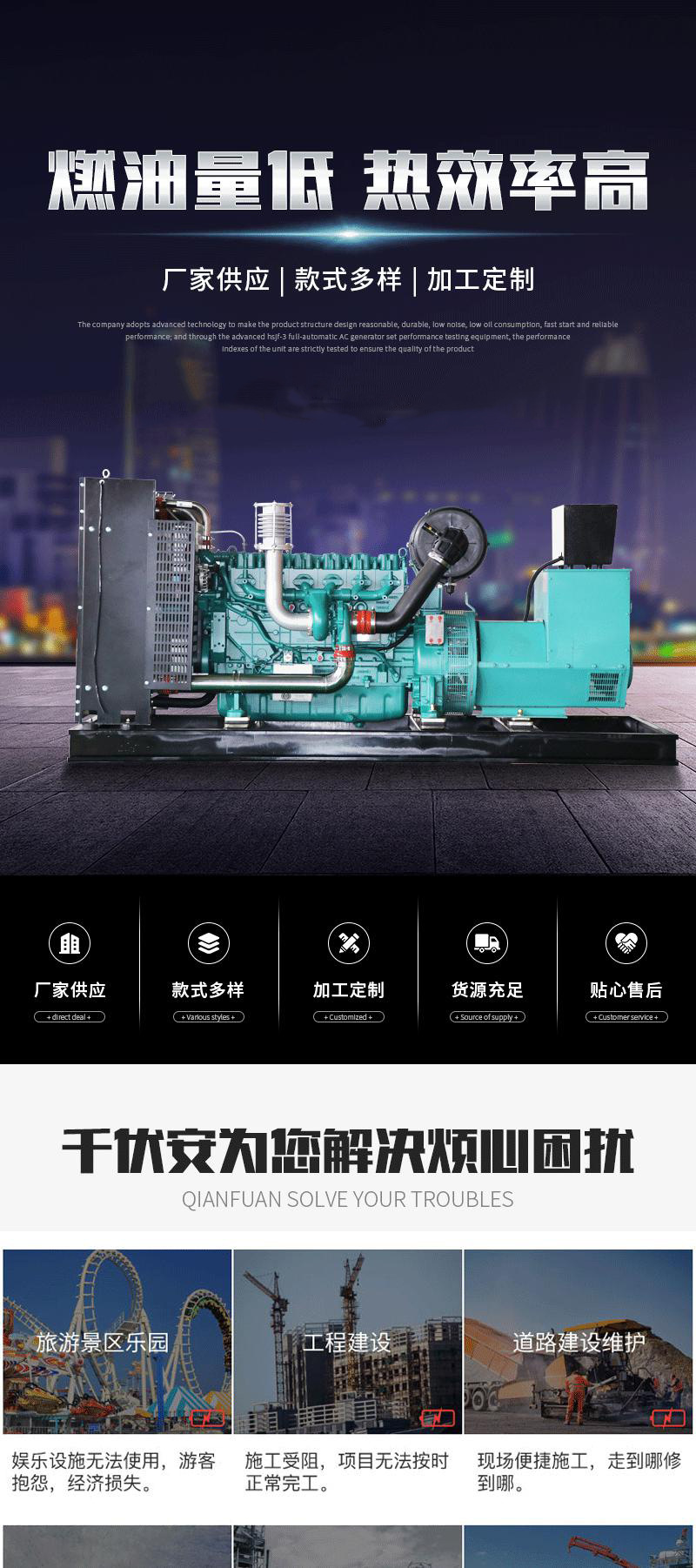 潍柴发电机组 100kw200kw300kw500kw发电机组 大型柴油机发电机组详情1