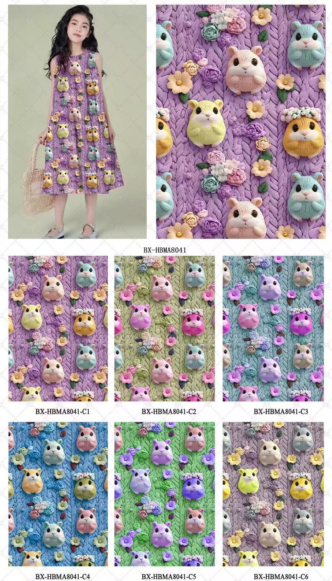 The new four-sided elastic 5D printed fabric cartoon clothing fabric and dress fabric are bestsellers on cross-border Amazon pic 1
