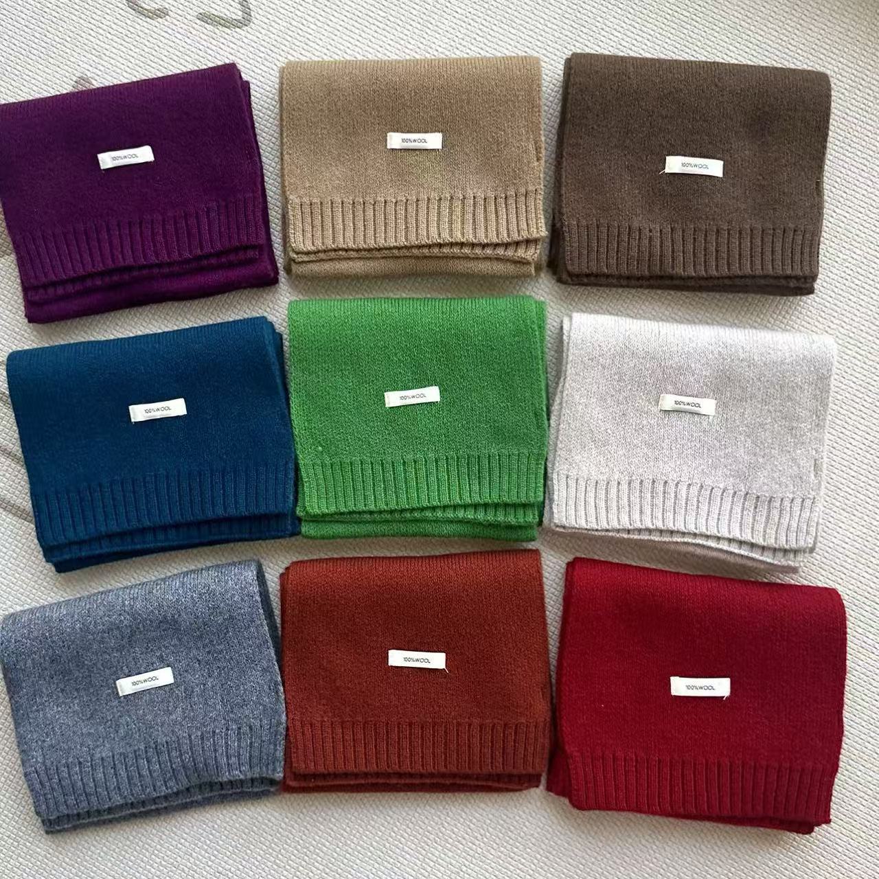 一件起批全纯羊毛羊绒100%wool针织韩版情侣百搭保暖纯色男女围巾详情3