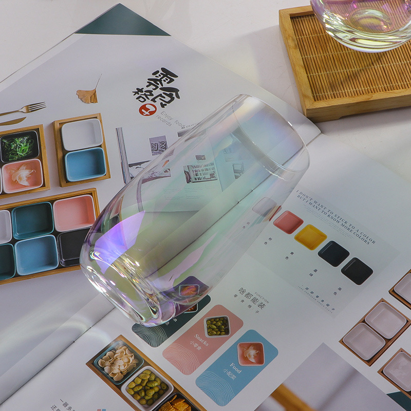 跨境电镀七彩蛋形玻璃杯牛奶果汁杯喝水杯子团队酒店用品水杯Logo详情11