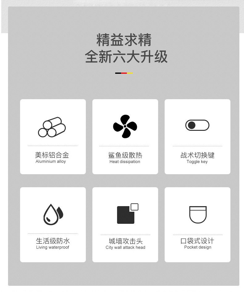 Factory direct sales outdoor high-intensity flashlight, multi-functional USB charging zoom T6, magnetic pen clip at the rear, cob side light pic 18