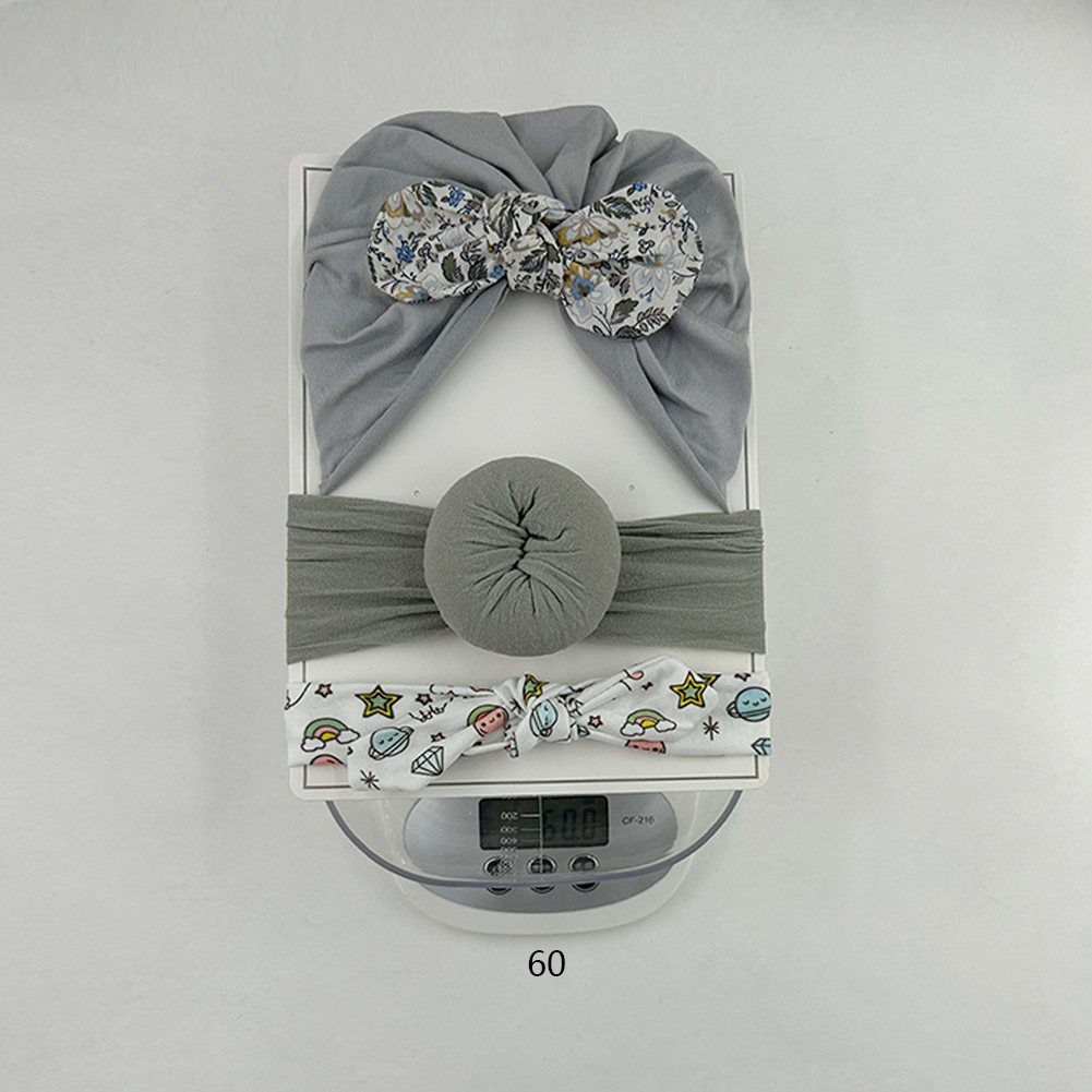 欧美新款新生婴儿帽子发带套装两件套0-12个月宝宝套头帽印度帽详情8