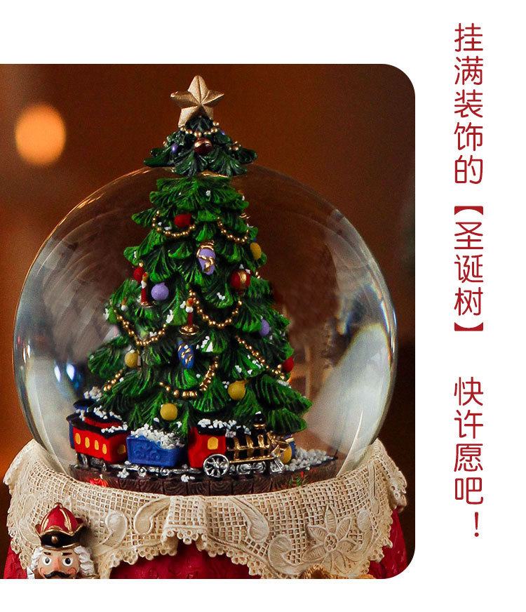 Customized light luxury music box, luminous crystal ball ornament, living room wine cabinet, Christmas tree, snowman, Christmas luminous decoration pic 8