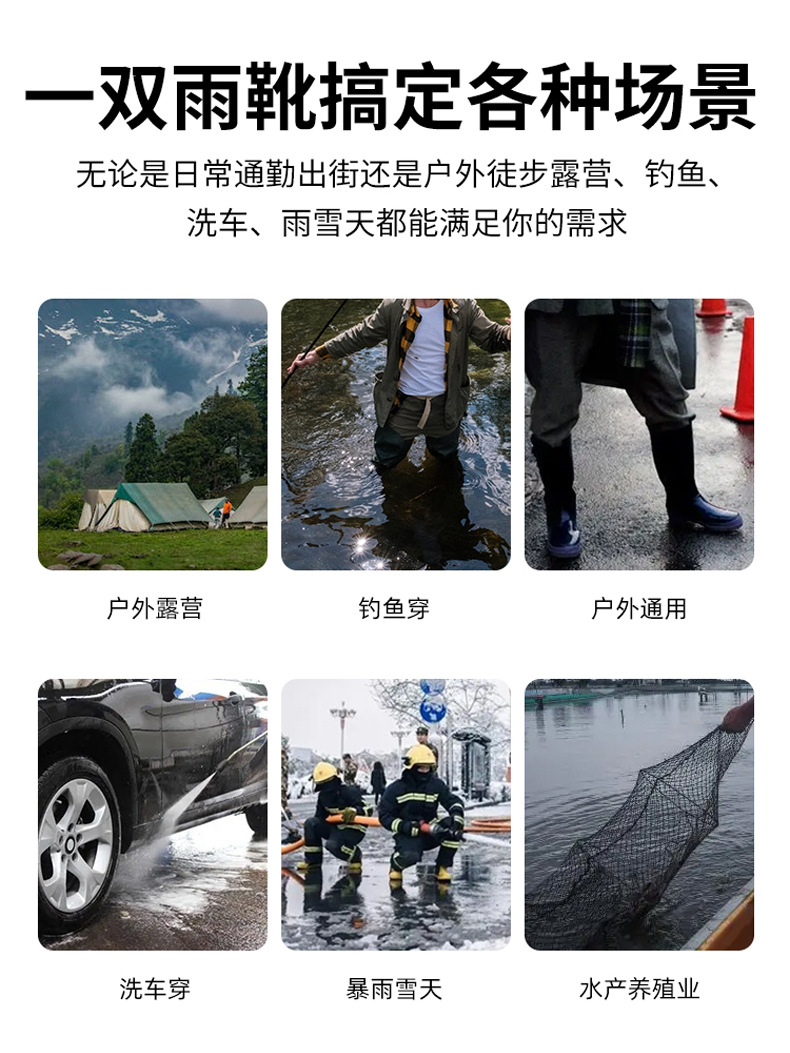 新款时尚韩版雨鞋女潮流短筒水鞋工作外穿工作鞋洗车防水防滑胶鞋详情2