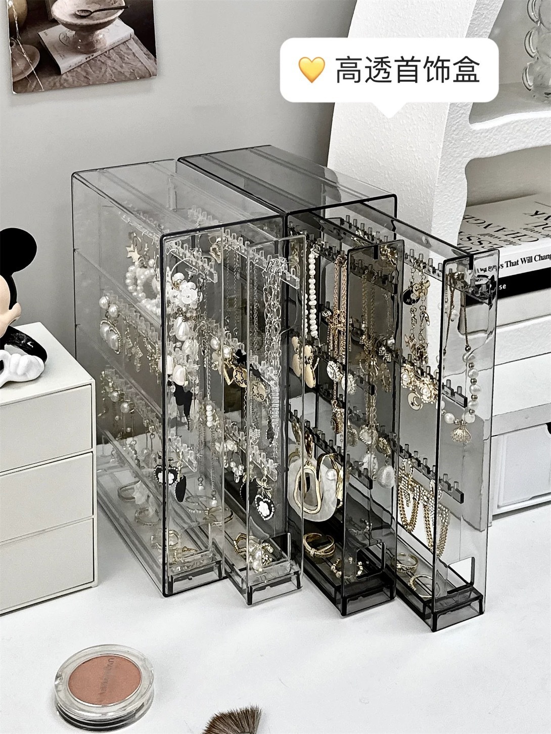 Transparent jewelry storage box, earrings, stud earrings, necklace bracelet display stand, acrylic dust-proof and anti-oxidation jewelry box pic 13