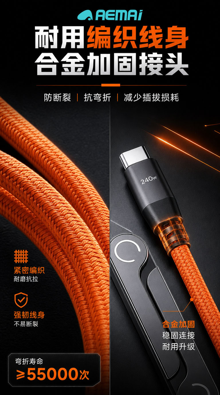 AEMAI любит безумный TYPE-C-кабель, андроид 240W, подставка для телефона, быстро заряжающего яблоко pic 8