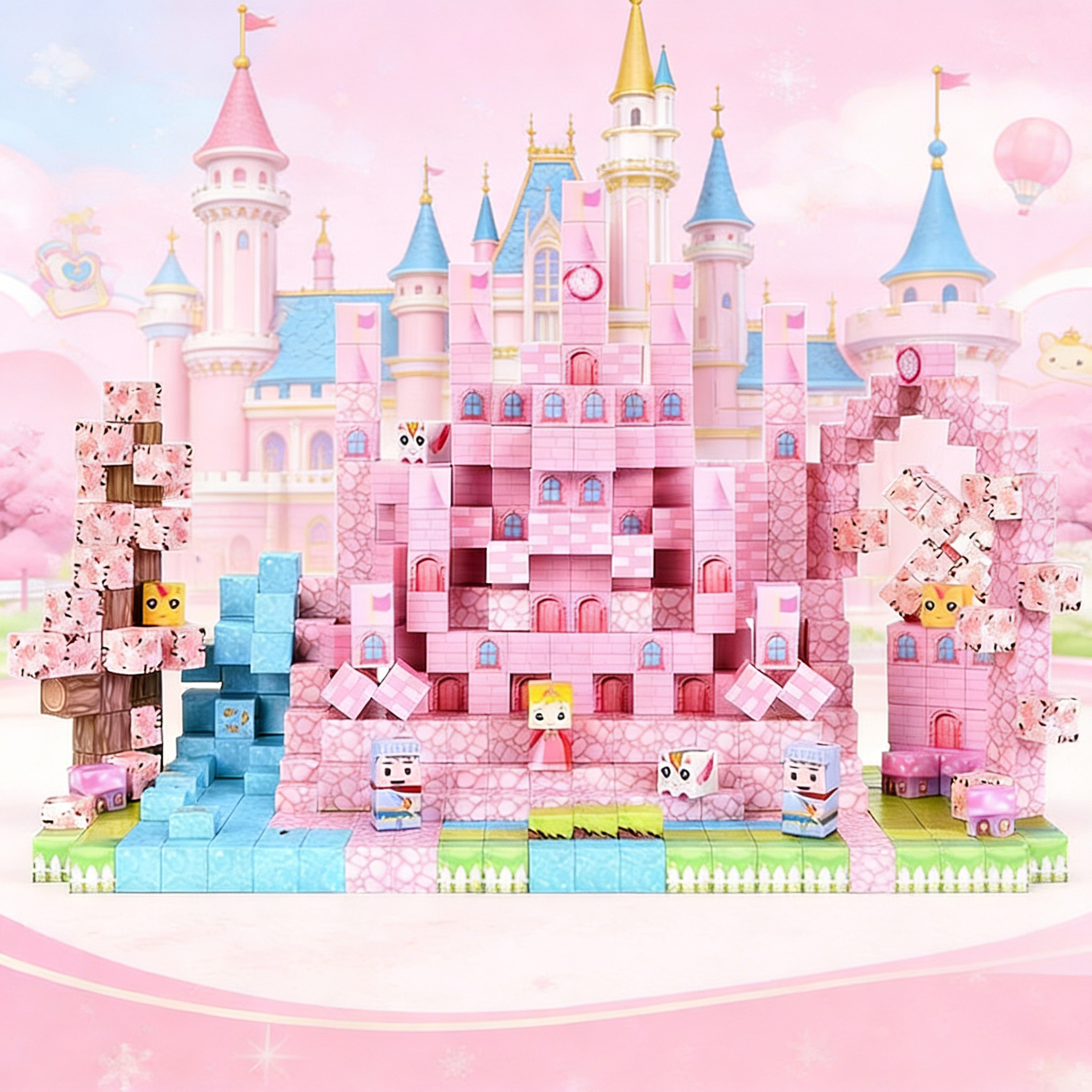 跨境我的磁力世界游戏场景磁吸拼装积木 磁力方块积木搭建玩具详情5