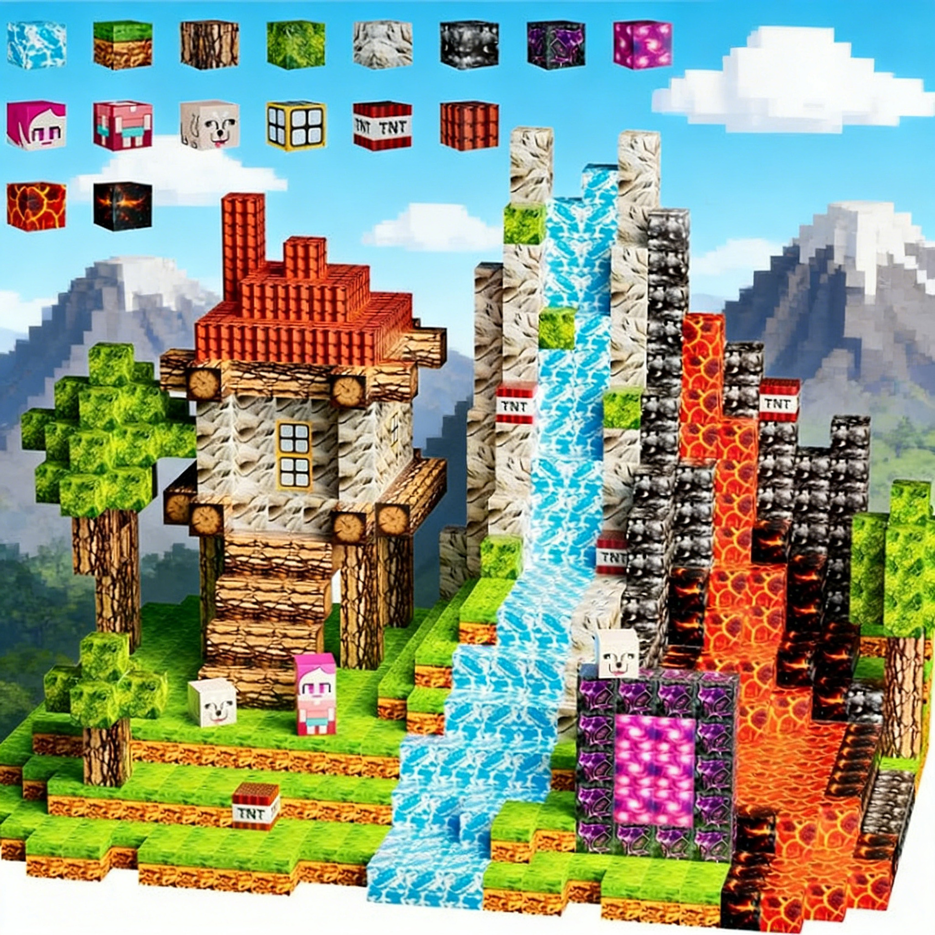 跨境我的磁力世界游戏场景磁吸拼装积木 磁力方块积木搭建玩具详情10