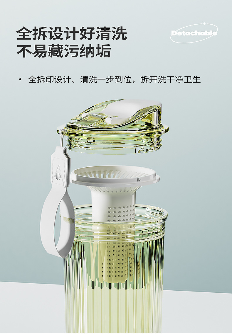 Portable double-drinking cup, plastic, high appearance level, portable water cup, office cup, direct drinking cup, coffee gift cup pic 16