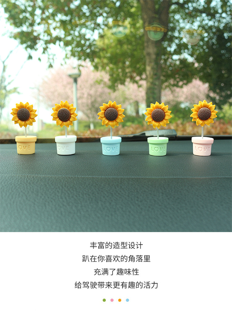 2024 New Sunflower Car oscillating ornaments, fresh sunflower small ornaments for car center console decoration pic 8