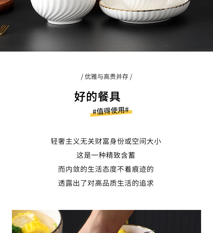 酒店陶瓷金边米饭碗面碗汤碗菜盘碗盘餐具家用高级感中式轻奢盘子详情2