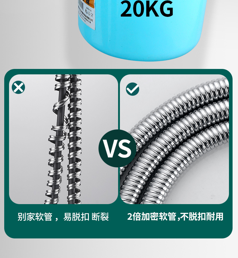 淋浴管花洒软管热水器喷头淋雨连接浴室通用不锈钢软管防爆水管子详情17