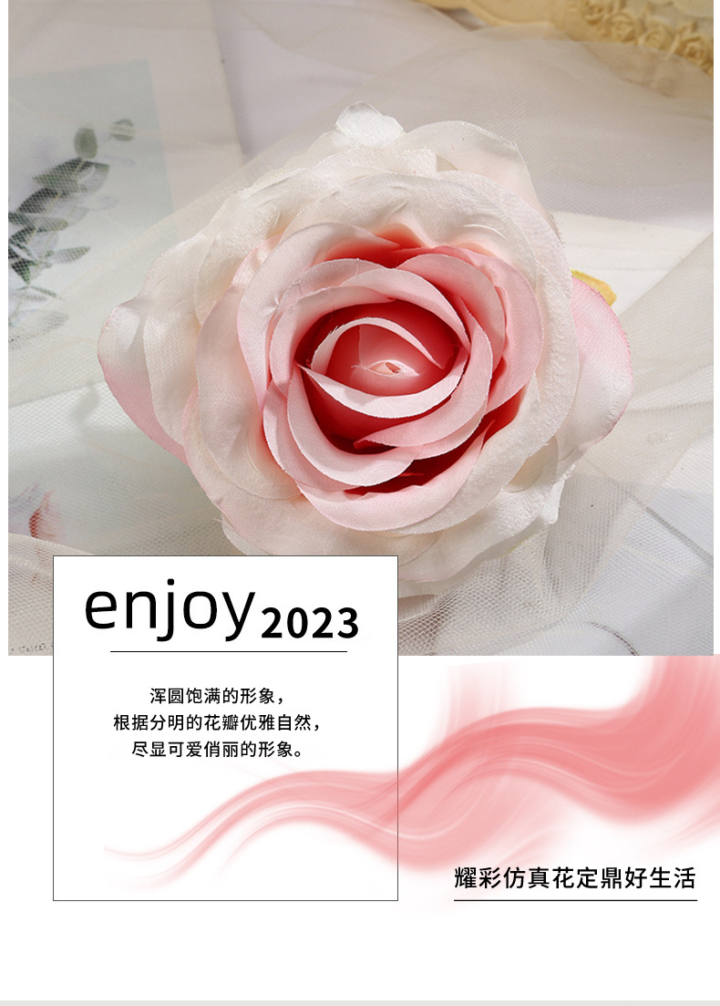 玫瑰花头仿真 装饰假花成品簪花DIY手工绢花材料婚礼花环装饰现货详情2
