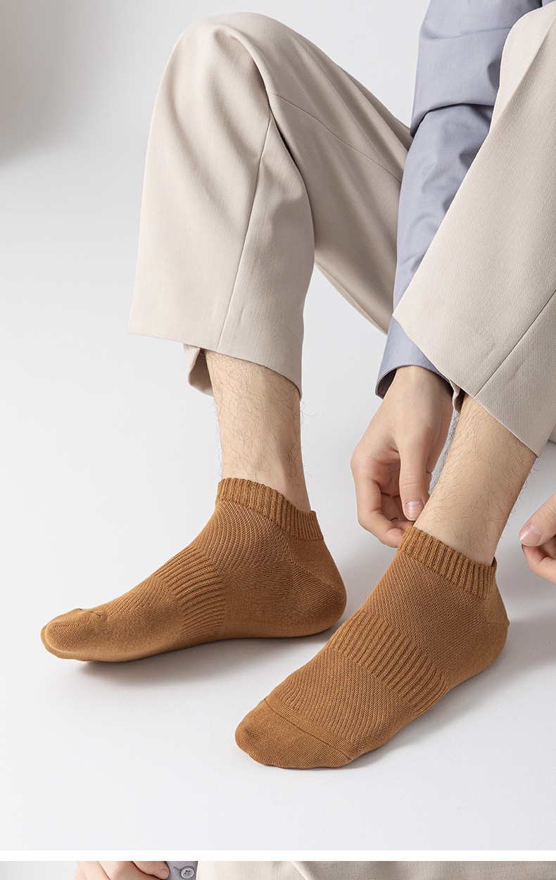 袜子男春夏新款船袜纯棉网眼印字短袜日系简约百搭低帮纯色运动袜详情17