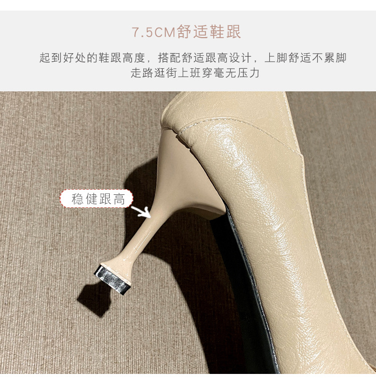 尖头单鞋女2025新款气质金属扣仙女鞋时尚百搭细跟高跟鞋33小码潮详情12