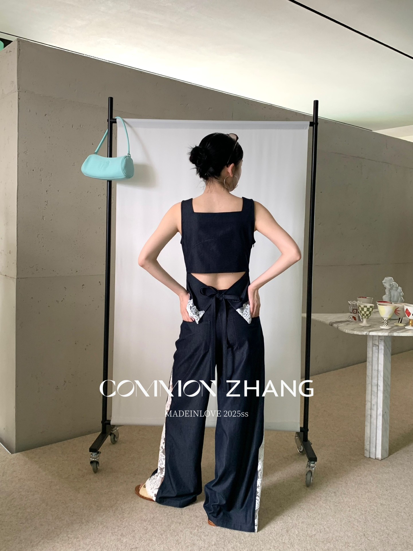 CZ ZHANG Summer French niche lace patchwork with cutout texture, low-waisted wide-leg drape casual pants B24032 pic 20