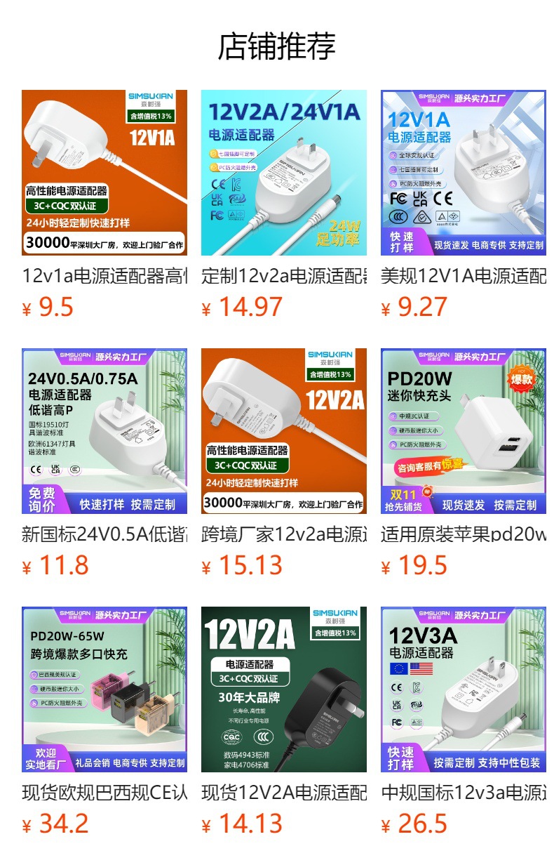 European Plug power adapter 12v high-performance charger with cable 12v adapter pic 1