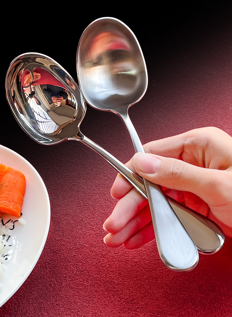不锈钢勺子304材质大汤勺加深勺头餐厅家用高端勺子不锈钢高颜值详情5