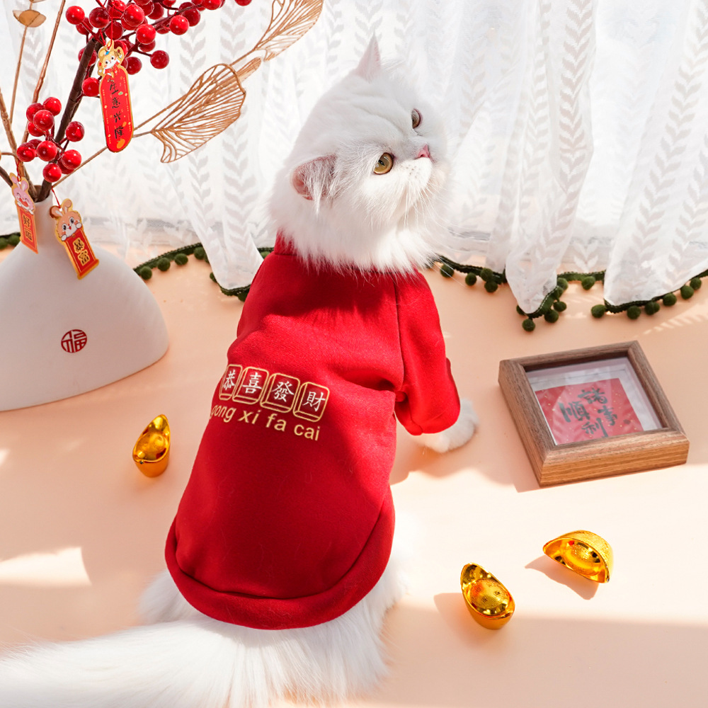 Año nuevo ropa de mascotas otoño invierno más peluche dos pies hoodies para perros ropa de gato teddy suministros fabricantes al por mayor pic 16