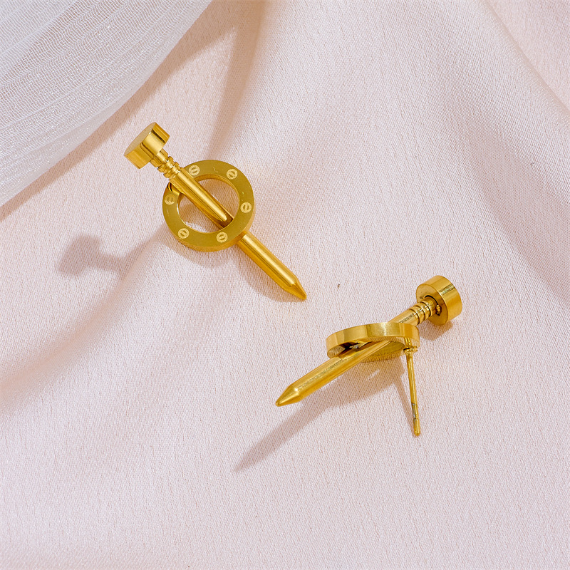 欧美热销不锈钢保色钉子套装 时尚简约钛钢不掉色18k镀金钉子首饰套装详情4