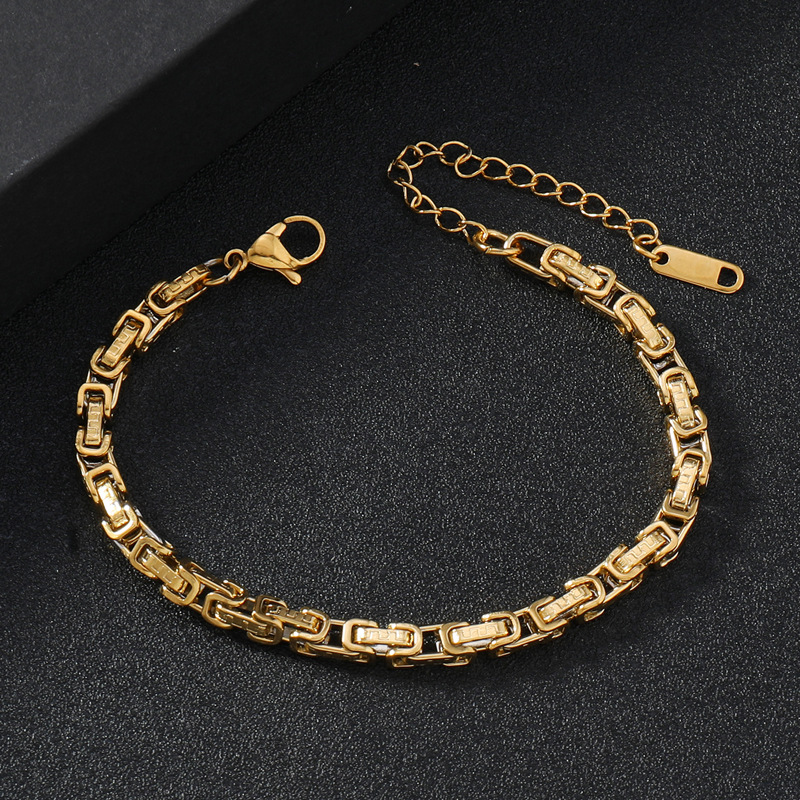 欧美热销时尚手链不掉色复古气质多层手链长城纹不锈钢饰品批发详情7