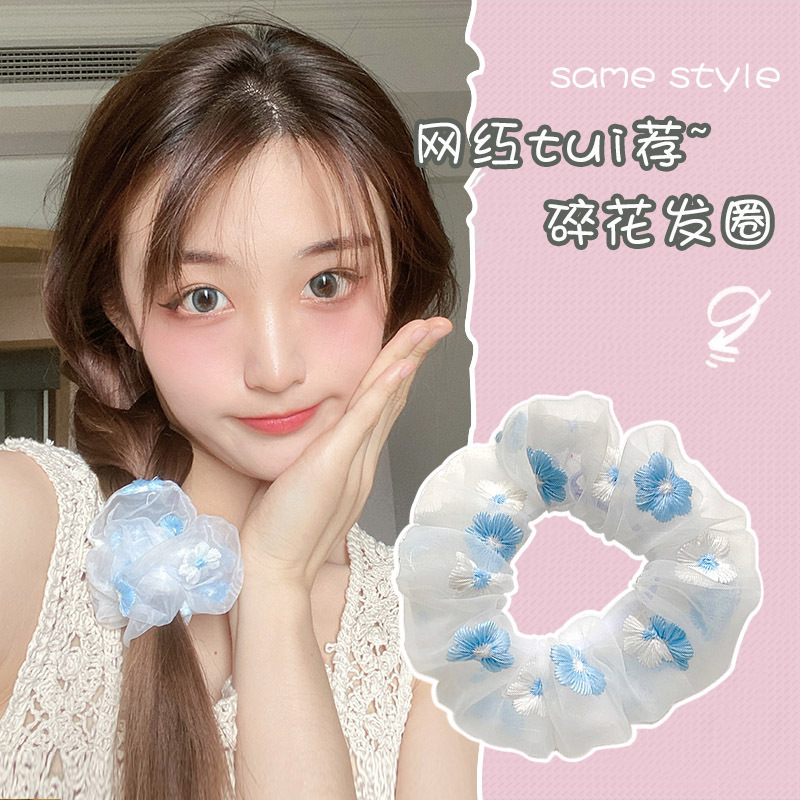 Large intestine hair band, Korean version of Organza, large intestine hair band, hair accessory, hair tie wholesale, rubber band, Instagram influencer, high appearance level pic 19