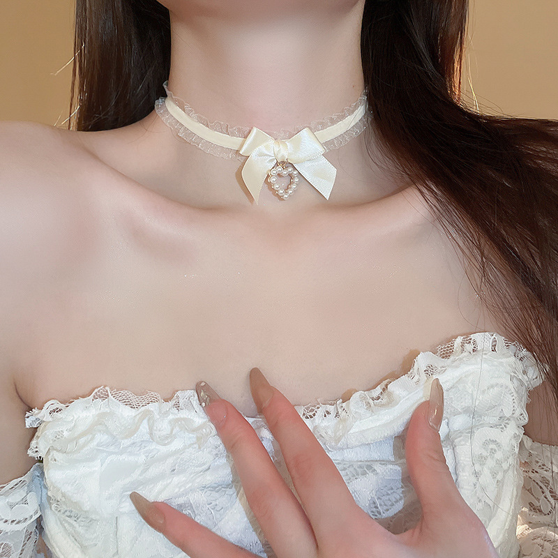 超仙珍珠蝴蝶结流苏双层项链气质高级感锁骨链时尚小众新娘饰品女详情14