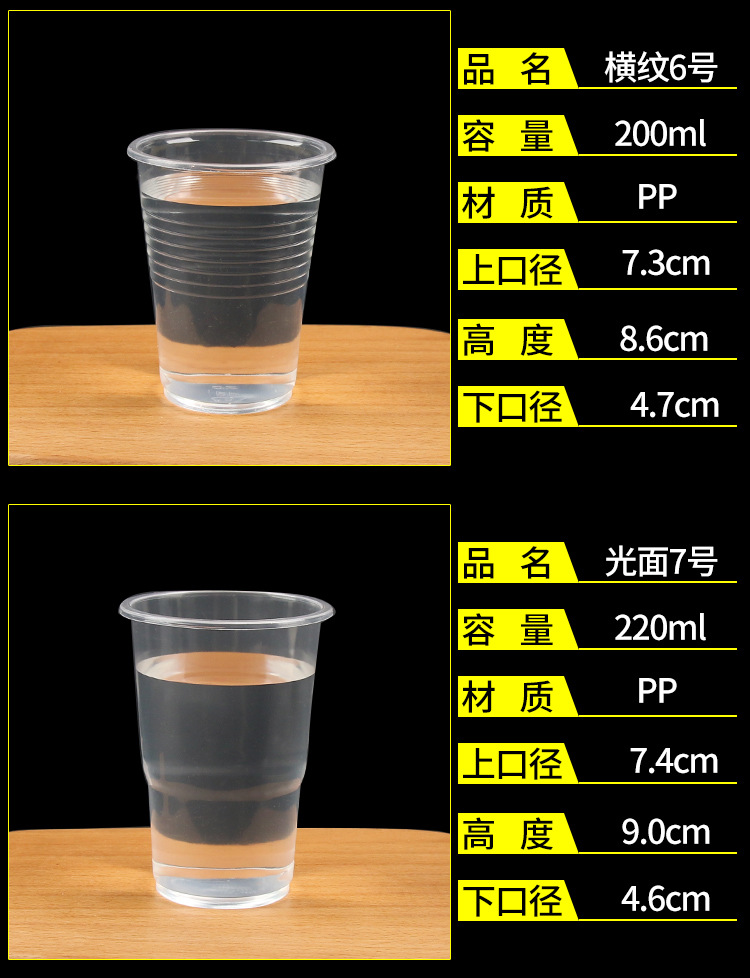 一次性杯子塑料杯1000只装透明商用茶杯整箱家用大号加厚小号水杯详情11