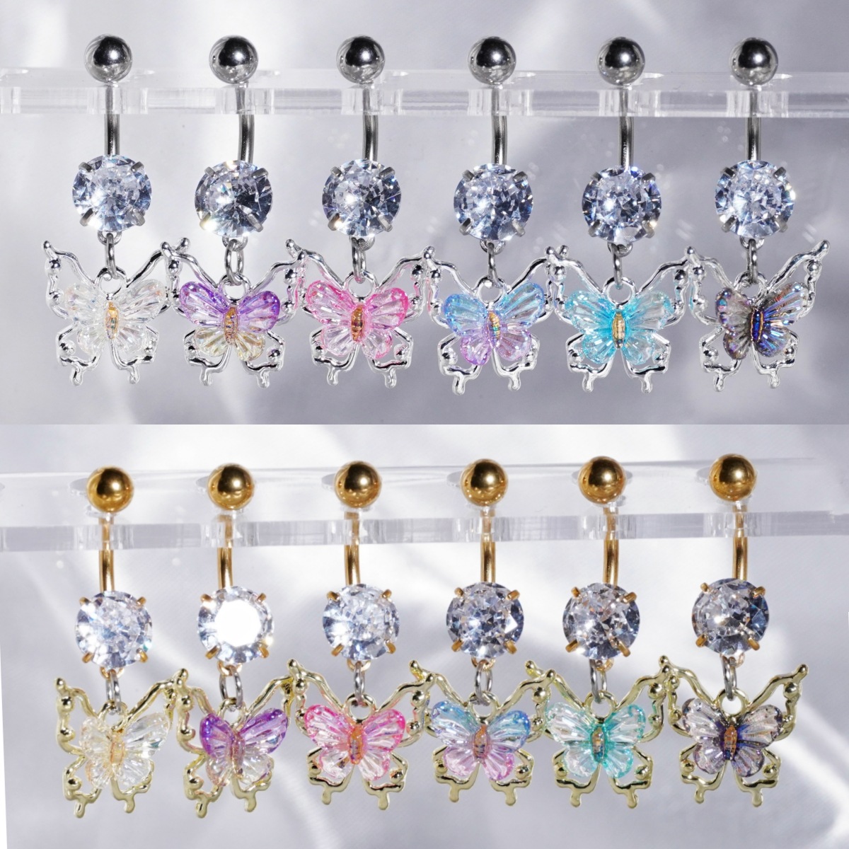 蝴蝶肚脐钉不锈钢肚脐环脐钉新款欧美跨境热销人体穿刺饰品ins风详情3