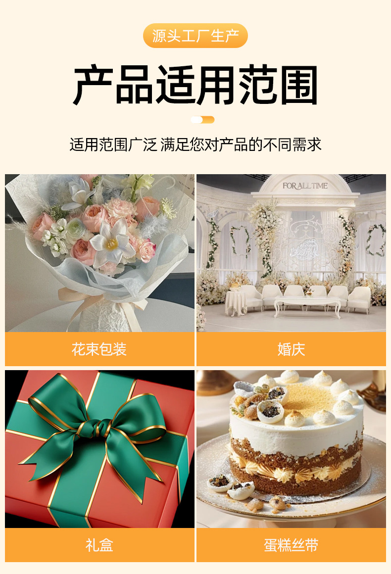 2.5cm涤纶带justforyou英文绸带鲜花花束装饰礼品盒40码包装丝带详情7