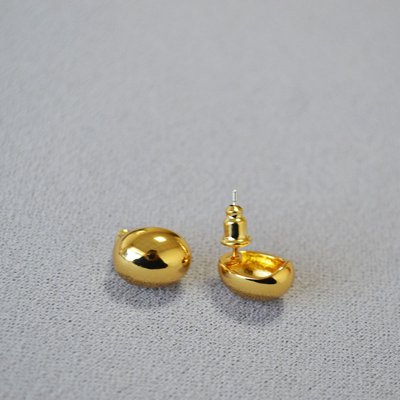 日韩小众简约椭圆黄铜镀金冷淡风时尚气质百搭高级感925银针耳钉详情10