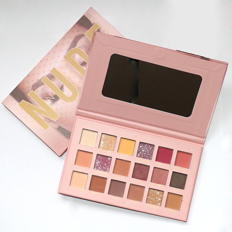 跨境裸色18色眼影盘哑光珠光细闪粉持久防水酒红眼妆沙漠玫瑰眼影详情5