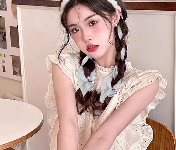 Pearl ribbon headband for women 2025 New high top braid headband, summer broken hair headband, one-piece hairpin headwear pic 23