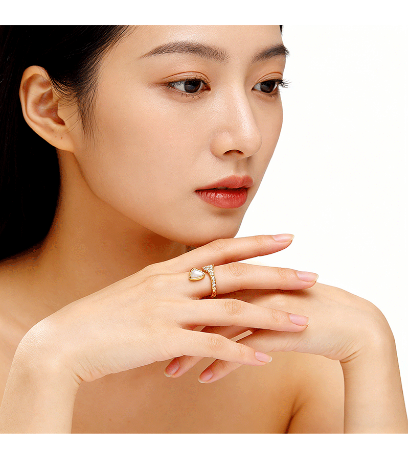 Hyacinth high-end fan-shaped shell ring for women, 2026 new trendy ring, fashionable, light luxury, elegant and high-end open ring pic 7