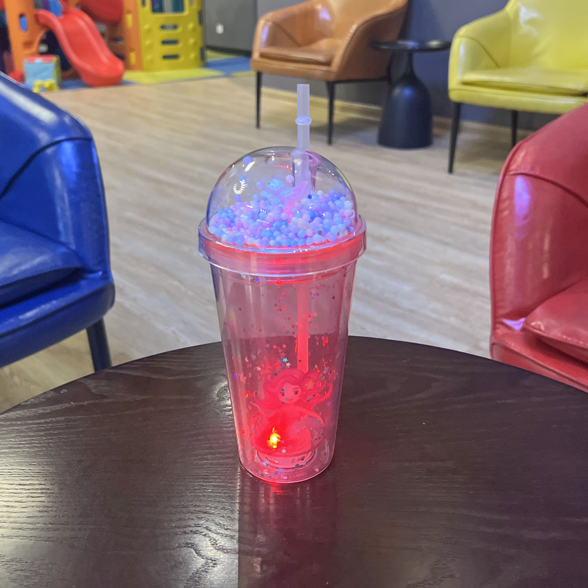 创意卡通美人鱼塑料吸管杯子夏日双层碎冰杯网红可爱塑料水杯批发详情18