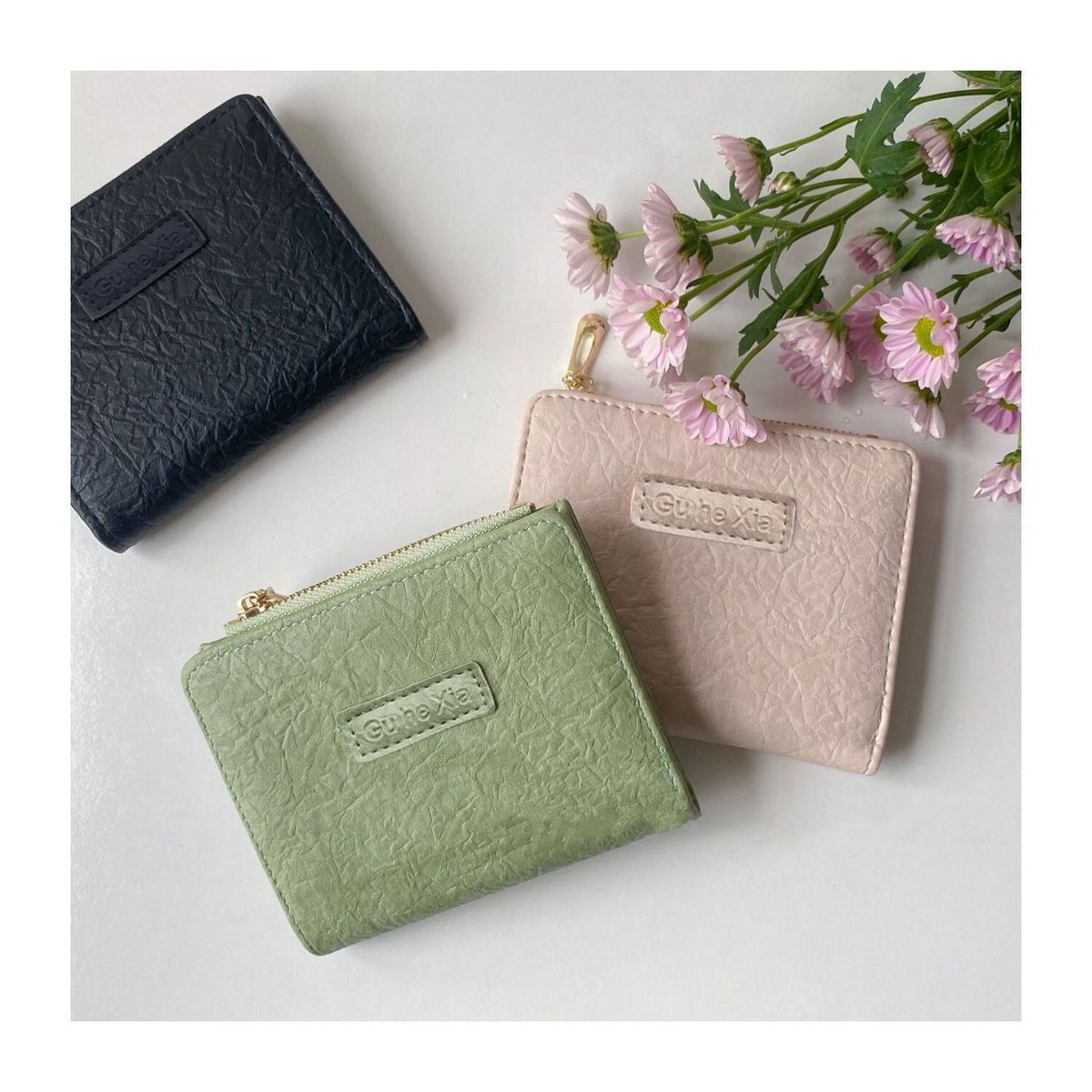 热销复古小钱包女纯色短款学生钱包欧美小清新折叠简约文艺搭扣详情5