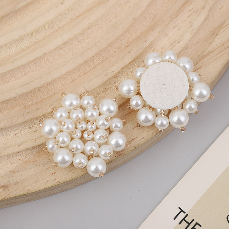 手工珍珠花DIY发夹配件串珠花朵耳饰发饰配饰布贴鞋花服装饰材料详情6