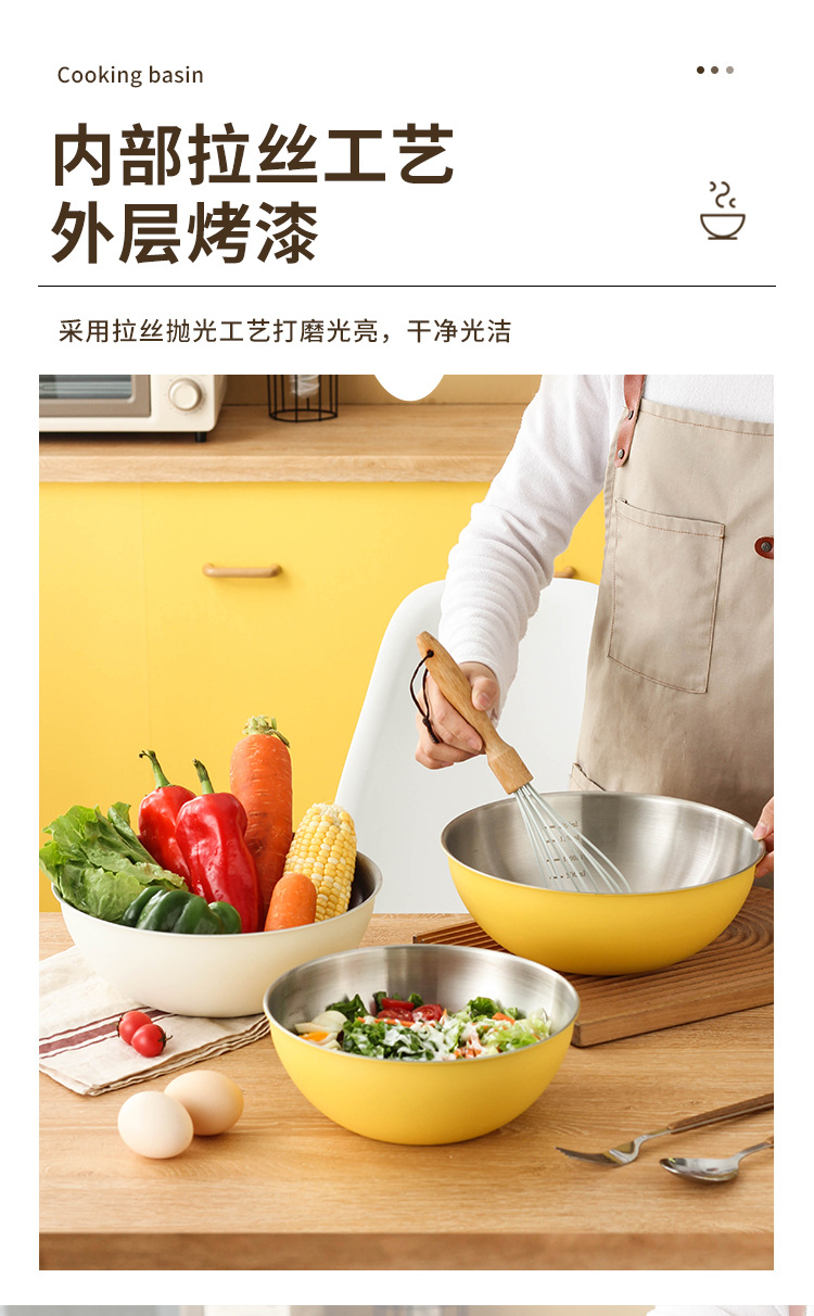 Factory direct sales of Korean-style salad bowls, stainless steel household salad bowls with scales, washbasins, baking and egg-beating cooking basins pic 13