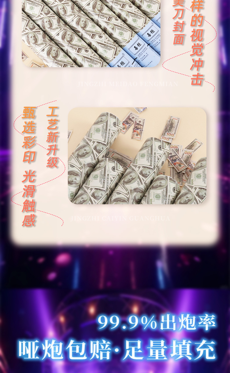暴富金纸礼花筒直播间礼炮派对对礼花筒跨境专供手拧礼花筒详情5