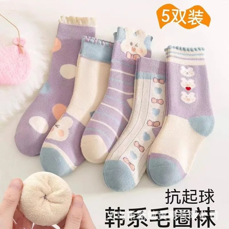 【新品】冬款加厚儿童袜子冬季加绒毛圈女宝男童卡通可爱保暖跨境详情15