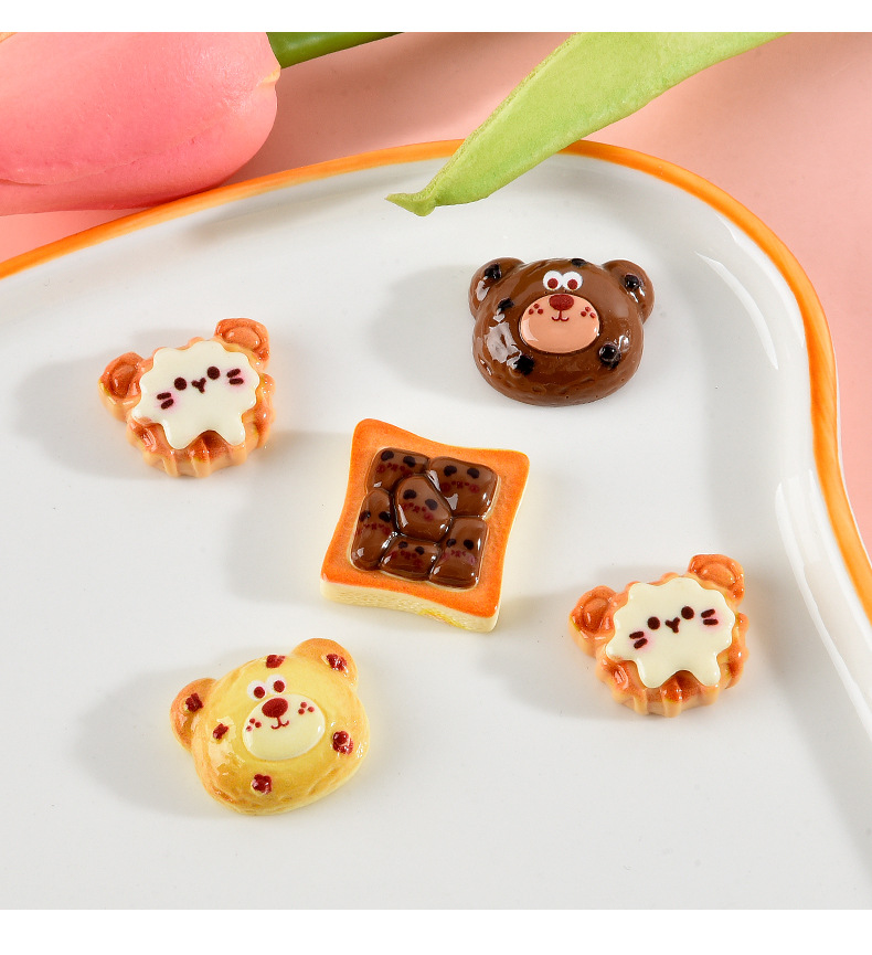 Bread, food, play bear cake, resin accessories, diy ornaments, cream glue, phone cases, hair clips, handcrafted material accessories pic 14