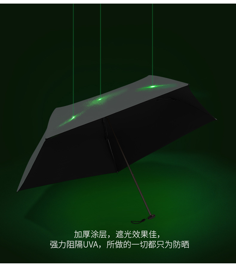 三折六骨超轻碳纤维黑胶面料防晒伞防紫外线晴雨两用口袋雨伞现货详情26