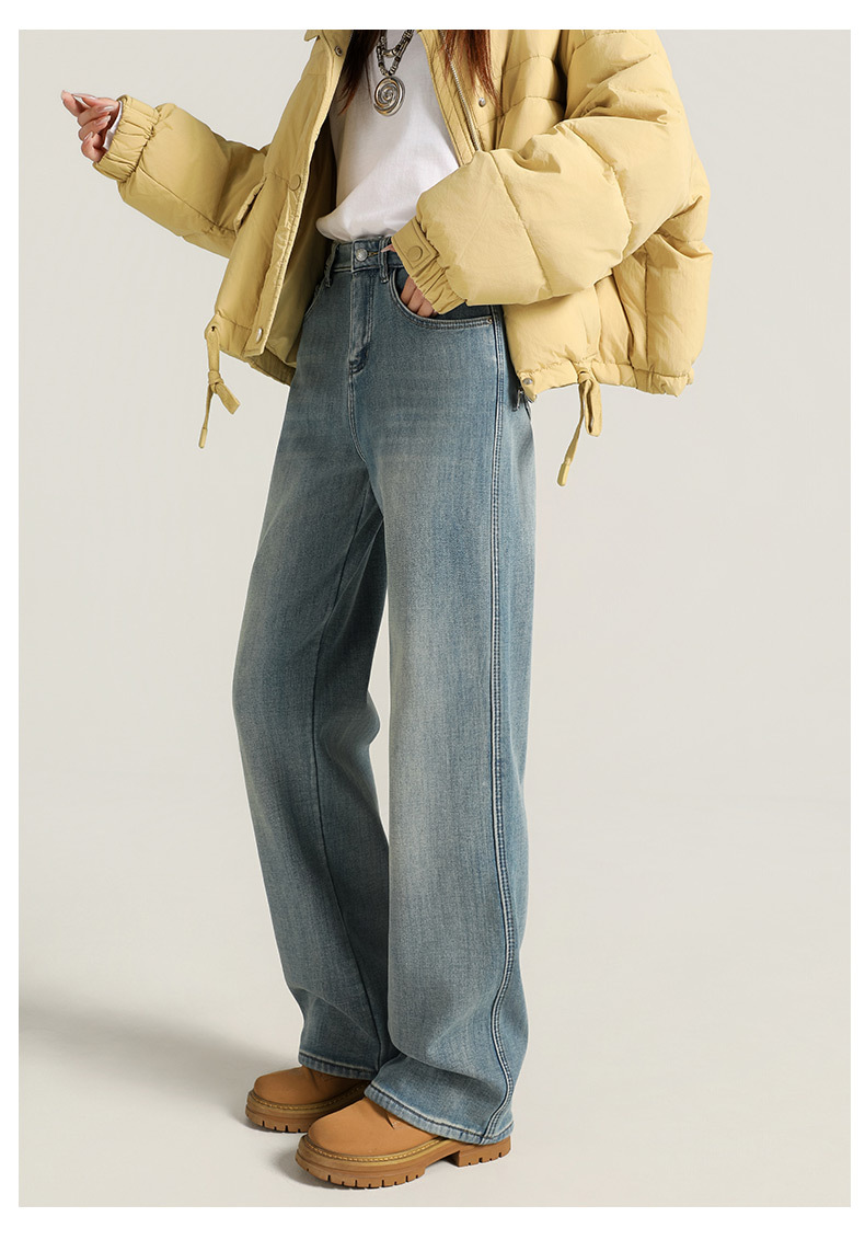 Fleece, warm, super soft, elastic, narrow, wide, straight, smooth, classic, versatile, loose, comfortable, thick denim autumn wear pic 24