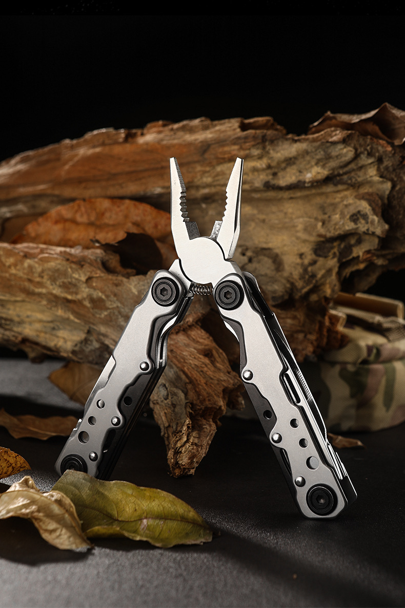 Outdoor travel essential stainless steel folding pliers, multi-functional combination tool, mini camping knife pliers, medium and large-sized camping pliers, compact and portable, other types of pliers pic 19