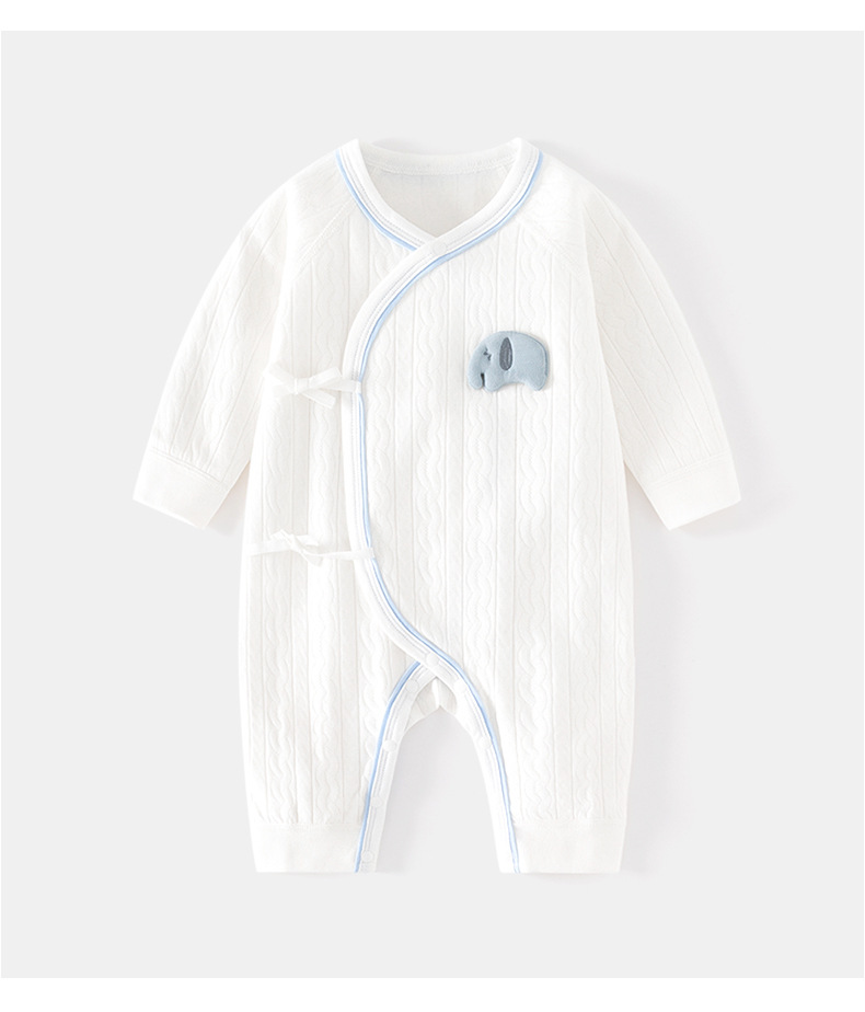Newborn cotton one-piece dress for boys and girls, constant-temperature pajamas for all four seasons, jacquard tie cartoon wardrobe for newborns pic 3