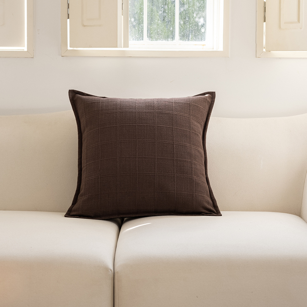 Cross-border minimalist style autumn and winter solid color polyester double-sided jacquard checkered home cushion Headboard sofa pillowcase pic 28