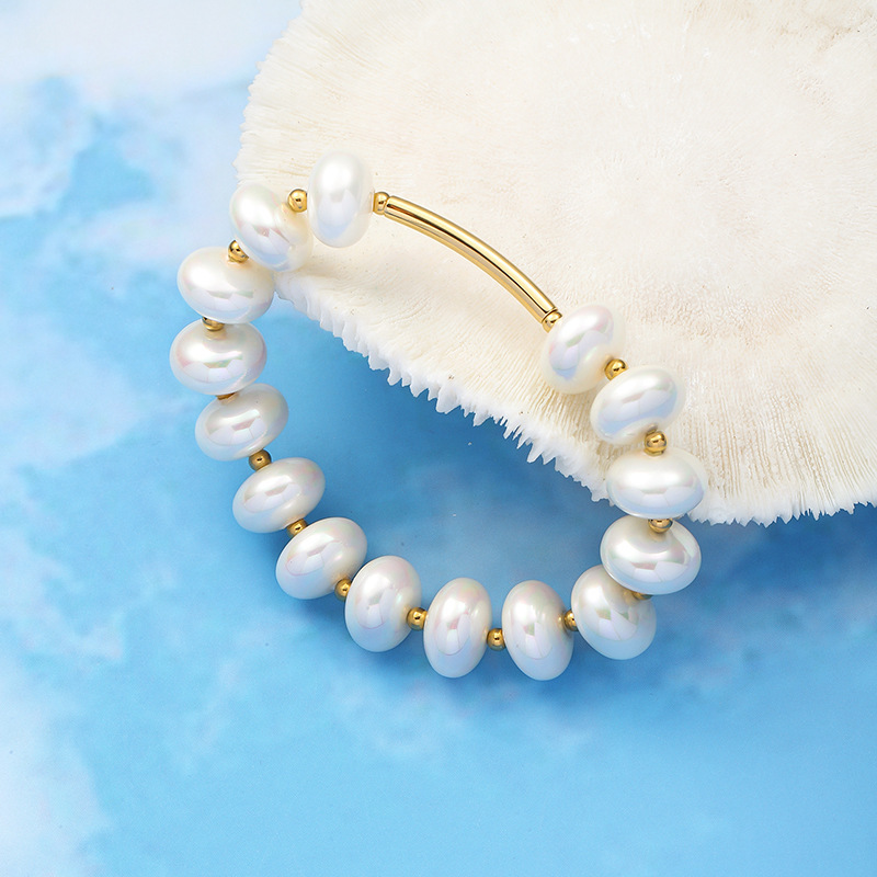 Natural freshwater precious handcrafted bracelets, Baroque pearls, irregular-shaped pearls, versatile light luxury bracelets, pearl wholesale pic 5