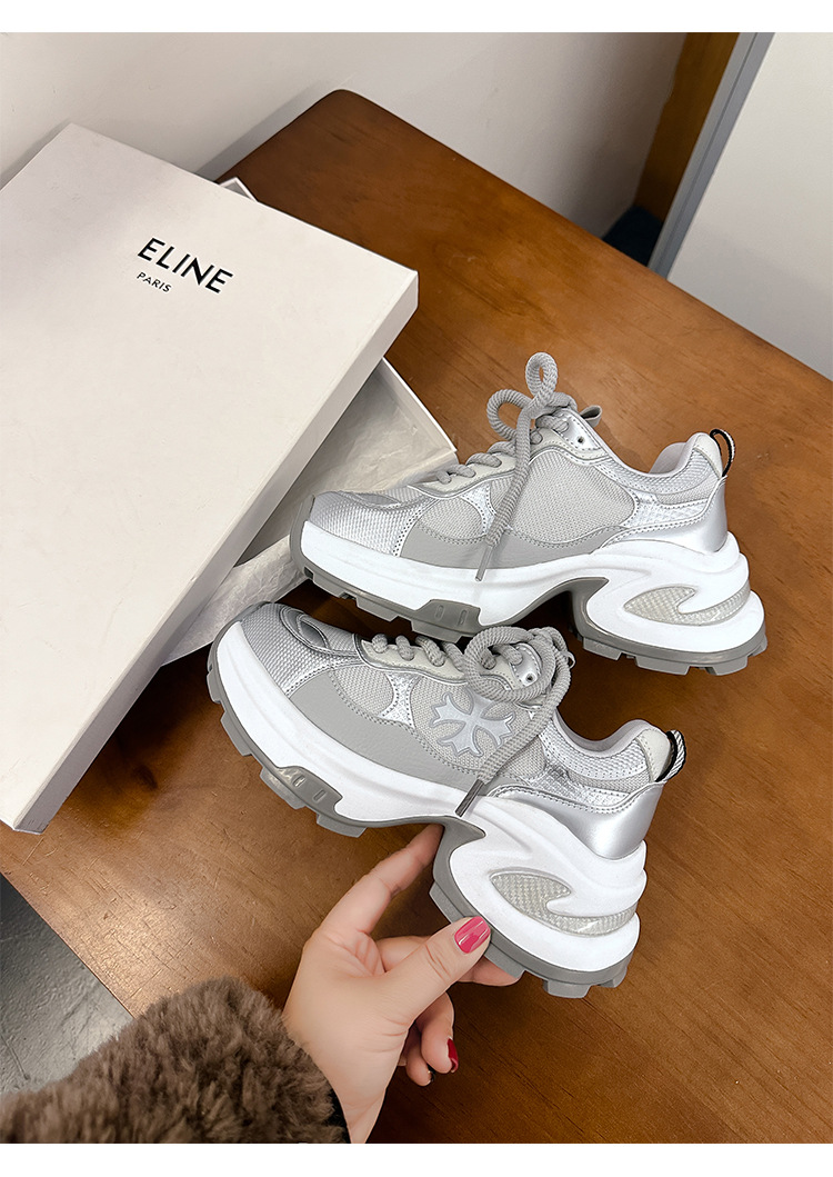 苏茵茵同款增高7.5cm~十字花厚底休闲运动鞋女厚底老爹鞋跑步鞋详情43