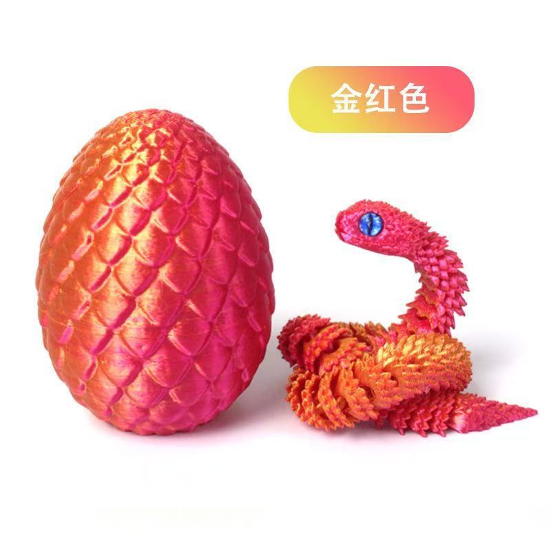 跨境3D打印蝰蛇蛋套装桌面摆件儿童玩具关节可以活动玩具小蛇装饰详情5