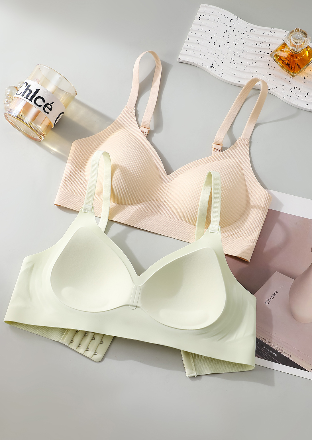 New autumn and winter lingerie for women with a small breast, a water drop cup, a fixed cup, and a jelly soft support bra cover for all four seasons pic 14